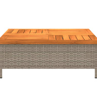 Gartentisch Grau 70x70x25 cm Rattan und Akazienholz