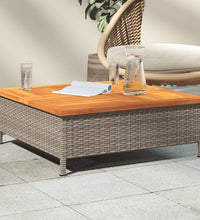 Gartentisch Grau 70x70x25 cm Rattan und Akazienholz