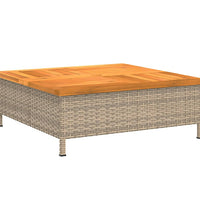 Gartentisch Beige 70x70x25 cm Rattan und Akazienholz