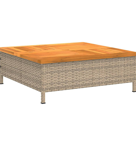 Gartentisch Beige 70x70x25 cm Rattan und Akazienholz