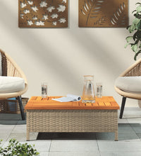 Gartentisch Beige 70x70x25 cm Rattan und Akazienholz