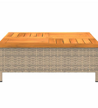 Gartentisch Beige 70x70x25 cm Rattan und Akazienholz