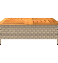 Gartentisch Beige 70x70x25 cm Rattan und Akazienholz