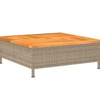 Gartentisch Beige 70x70x25 cm Rattan und Akazienholz