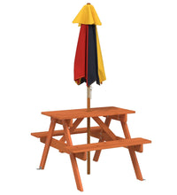 Picknicktisch für 4 Kinder mit Sonnenschirm Massivholz Tanne