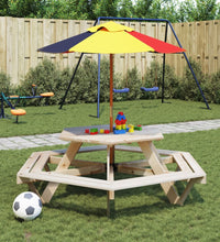 Picknicktisch für 6 Kinder mit Sonnenschirm Sechseckig Tanne