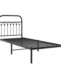 Bettgestell mit Kopfteil Metall Schwarz 75x190 cm