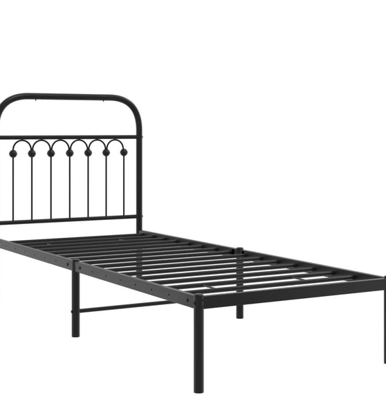 Bettgestell mit Kopfteil Metall Schwarz 75x190 cm