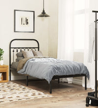 Bettgestell mit Kopfteil Metall Schwarz 75x190 cm