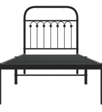 Bettgestell mit Kopfteil Metall Schwarz 75x190 cm