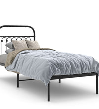 Bettgestell mit Kopfteil Metall Schwarz 75x190 cm