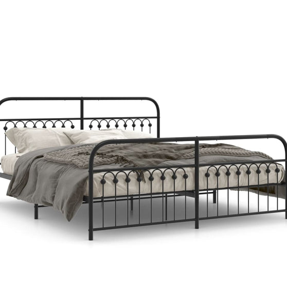 Bettgestell mit Kopf- und Fußteil Metall Schwarz 183x213 cm