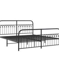 Bettgestell mit Kopf- und Fußteil Metall Schwarz 183x213 cm