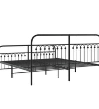 Bettgestell mit Kopf- und Fußteil Metall Schwarz 183x213 cm