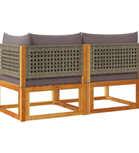 Gartensofa mit Kissen 2-Sitzer Massivholz Akazie