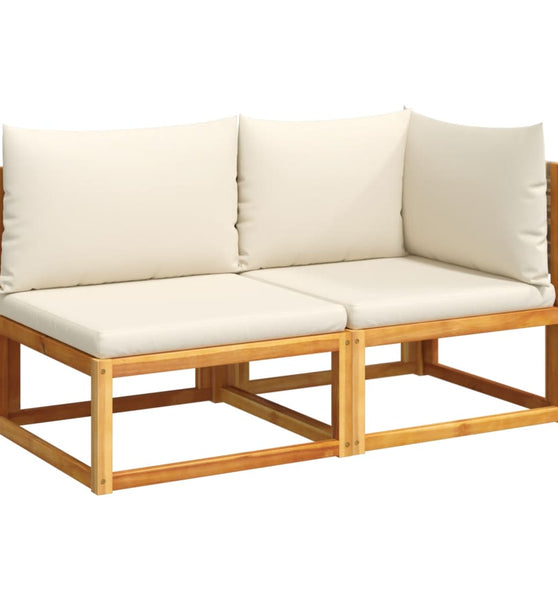 Gartensofa mit Kissen 2-Sitzer Massivholz Akazie