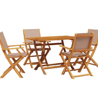 5-tlg. Garten-Essgruppe Stoff und Massivholz Taupe