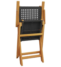 7-tlg. Garten-Essgruppe Poly Rattan und Massivholz Schwarz