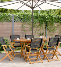 7-tlg. Garten-Essgruppe Poly Rattan und Massivholz Schwarz