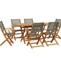 7-tlg. Garten-Essgruppe Poly Rattan und Massivholz Grau