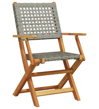 7-tlg. Garten-Essgruppe Poly Rattan und Massivholz Grau