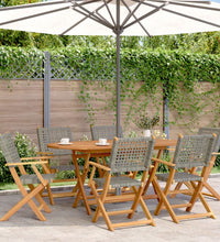 7-tlg. Garten-Essgruppe Poly Rattan und Massivholz Grau