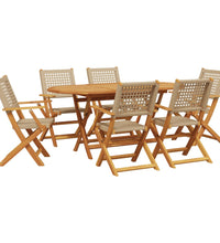 7-tlg. Garten-Essgruppe Poly Rattan und Massivholz Beige