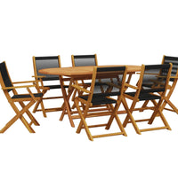 7-tlg. Garten-Essgruppe Polypropylen und Massivholz Schwarz