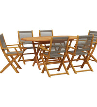 7-tlg. Garten-Essgruppe Polypropylen und Massivholz Grau