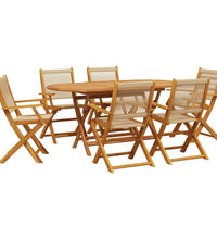 7-tlg. Garten-Essgruppe Polypropylen und Massivholz Beige