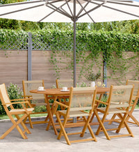 7-tlg. Garten-Essgruppe Polypropylen und Massivholz Beige