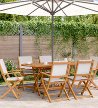 7-tlg. Garten-Essgruppe Stoff und Massivholz Cremeweiß