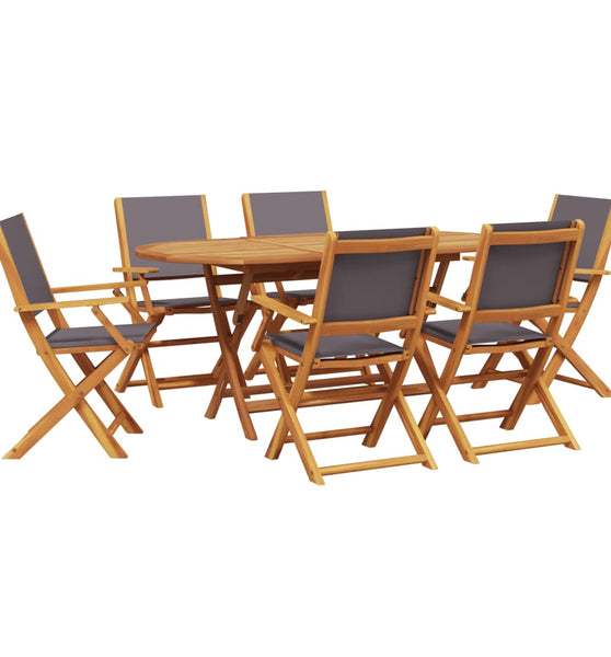 7-tlg. Garten-Essgruppe Stoff und Massivholz Anthrazit