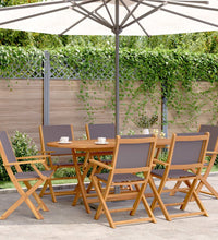 7-tlg. Garten-Essgruppe Stoff und Massivholz Anthrazit