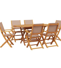 7-tlg. Garten-Essgruppe Stoff und Massivholz Taupe