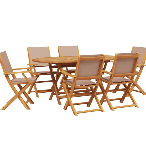 7-tlg. Garten-Essgruppe Stoff und Massivholz Taupe