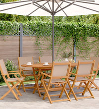 7-tlg. Garten-Essgruppe Stoff und Massivholz Taupe