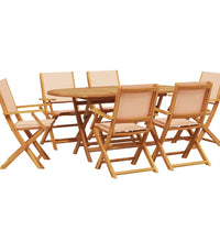 7-tlg. Garten-Essgruppe Stoff und Massivholz Beige