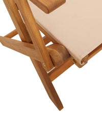 7-tlg. Garten-Essgruppe Stoff und Massivholz Beige