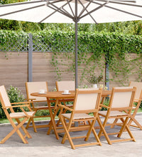 7-tlg. Garten-Essgruppe Stoff und Massivholz Beige