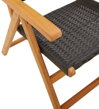 7-tlg. Garten-Essgruppe Poly Rattan und Massivholz Schwarz