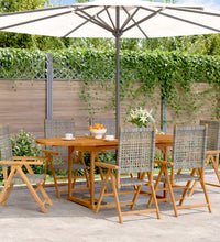 7-tlg. Garten-Essgruppe Poly Rattan und Massivholz Grau