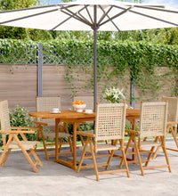 7-tlg. Garten-Essgruppe Poly Rattan und Massivholz Beige