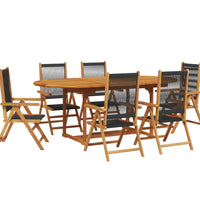 7-tlg. Garten-Essgruppe Polypropylen und Massivholz Schwarz