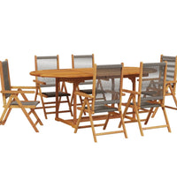 7-tlg. Garten-Essgruppe Polypropylen und Massivholz Grau