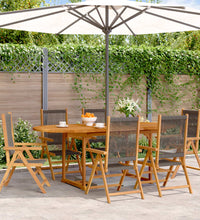 7-tlg. Garten-Essgruppe Polypropylen und Massivholz Grau