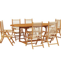 7-tlg. Garten-Essgruppe Polypropylen und Massivholz Beige