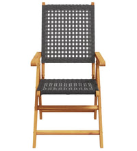 7-tlg. Garten-Essgruppe Poly Rattan und Massivholz Schwarz