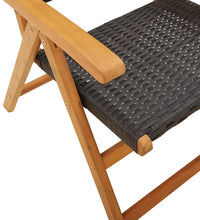 7-tlg. Garten-Essgruppe Poly Rattan und Massivholz Schwarz