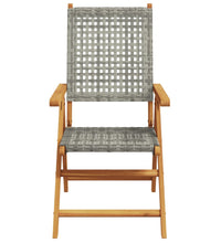 7-tlg. Garten-Essgruppe Poly Rattan und Massivholz Grau